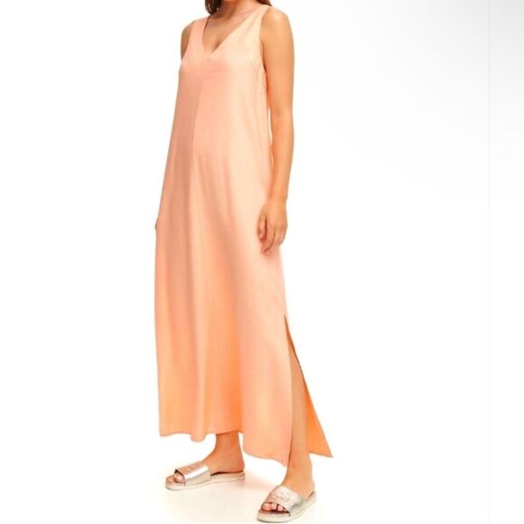 DKNY 100% Linen Orange Maxi Dress Size XXL - Picture 1 of 4